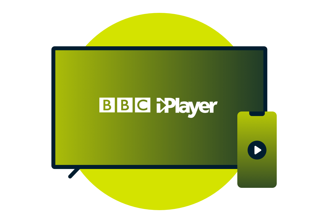 Una laptop y un tel&eacute;fono con el logotipo de BBC iPlayer.